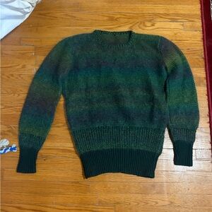Men's hand knit mohair green sweater